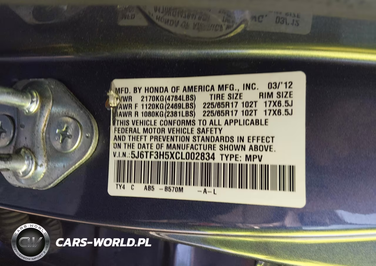 2012 Honda Crosstour 2.4 Ex-L VIN:5J6TF3H5XCL002834 - 9