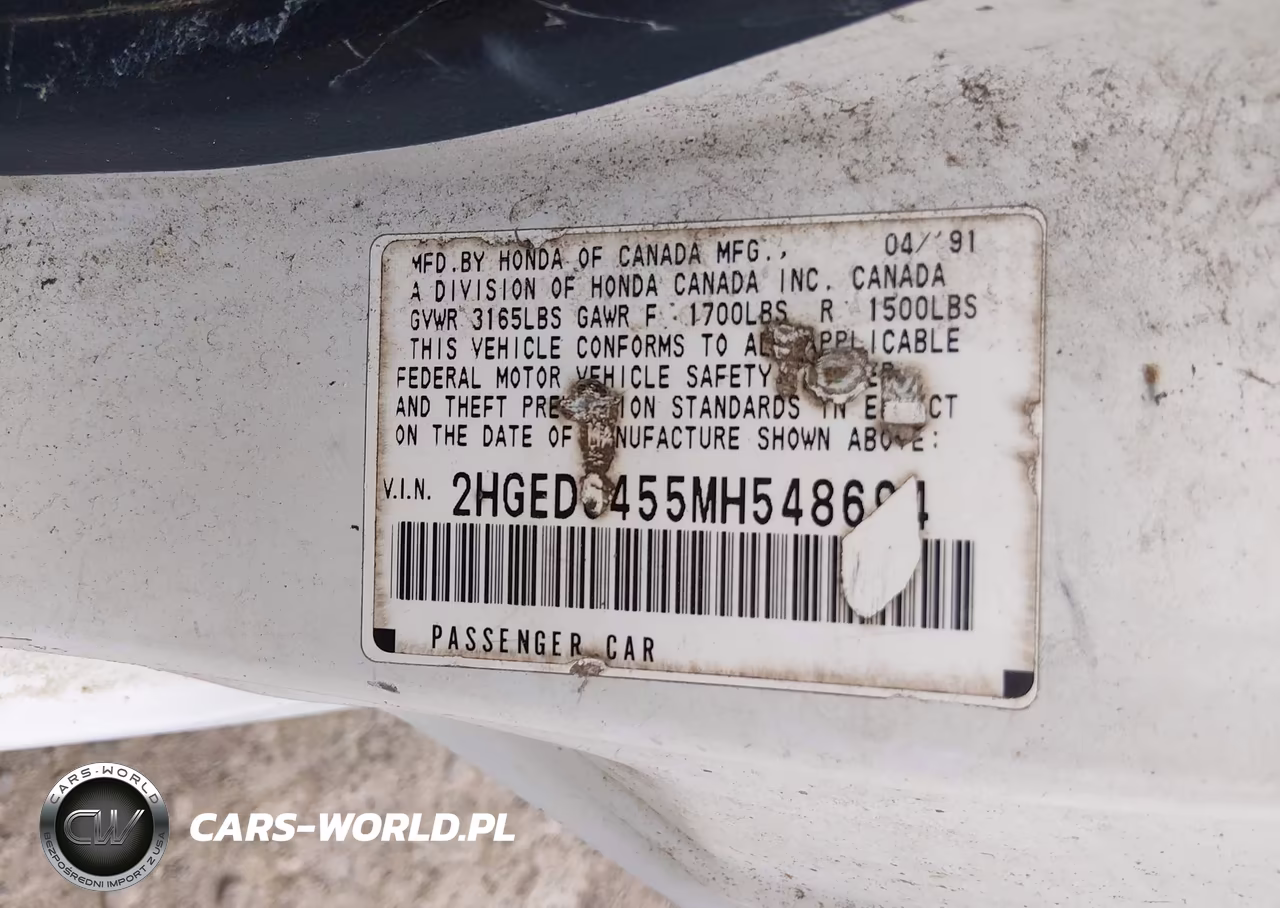 1991 Honda Civic Dx VIN:2HGED6455MH548694 - 9