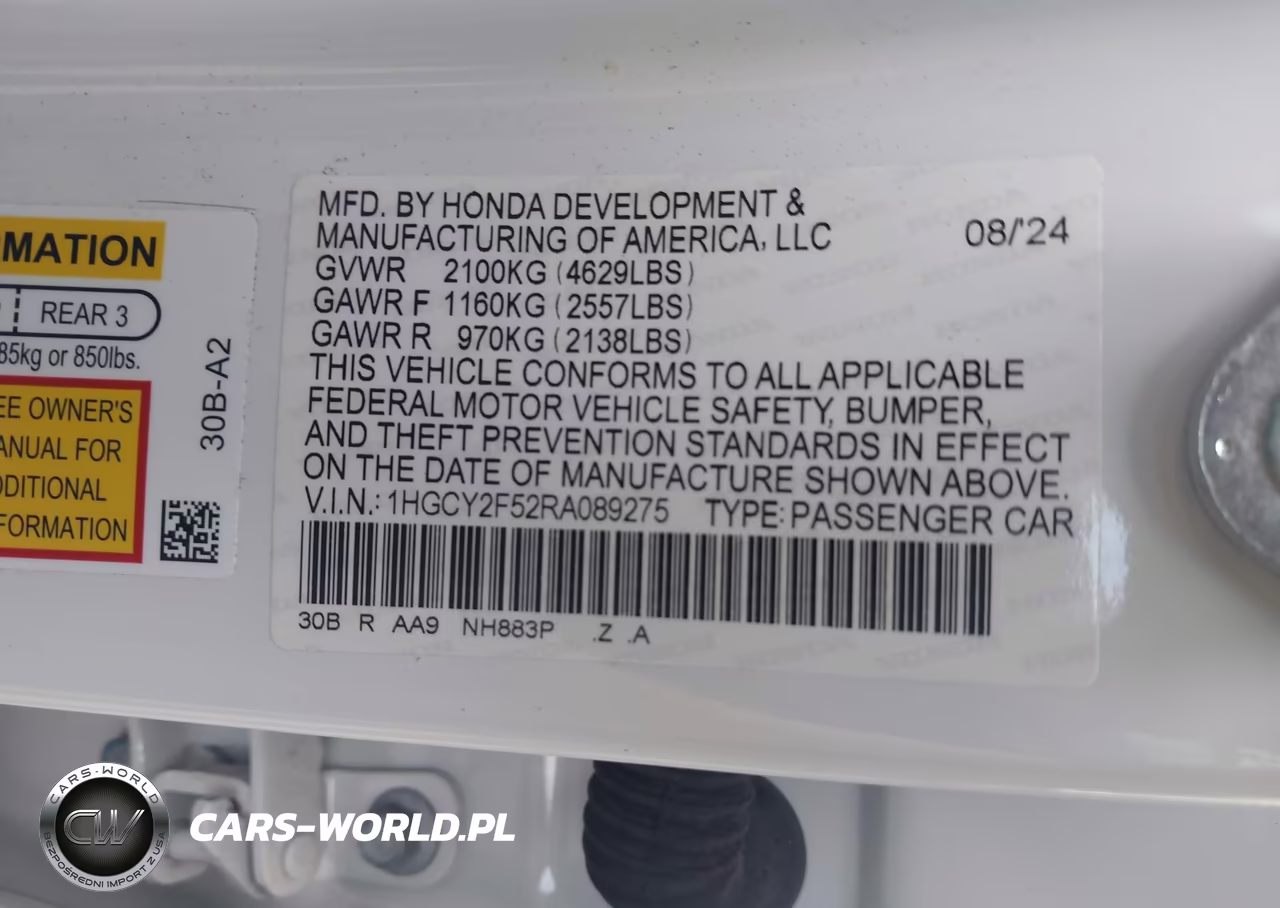 2024 Honda Accord Hybrid Sport VIN:1HGCY2F52RA089275 - 9