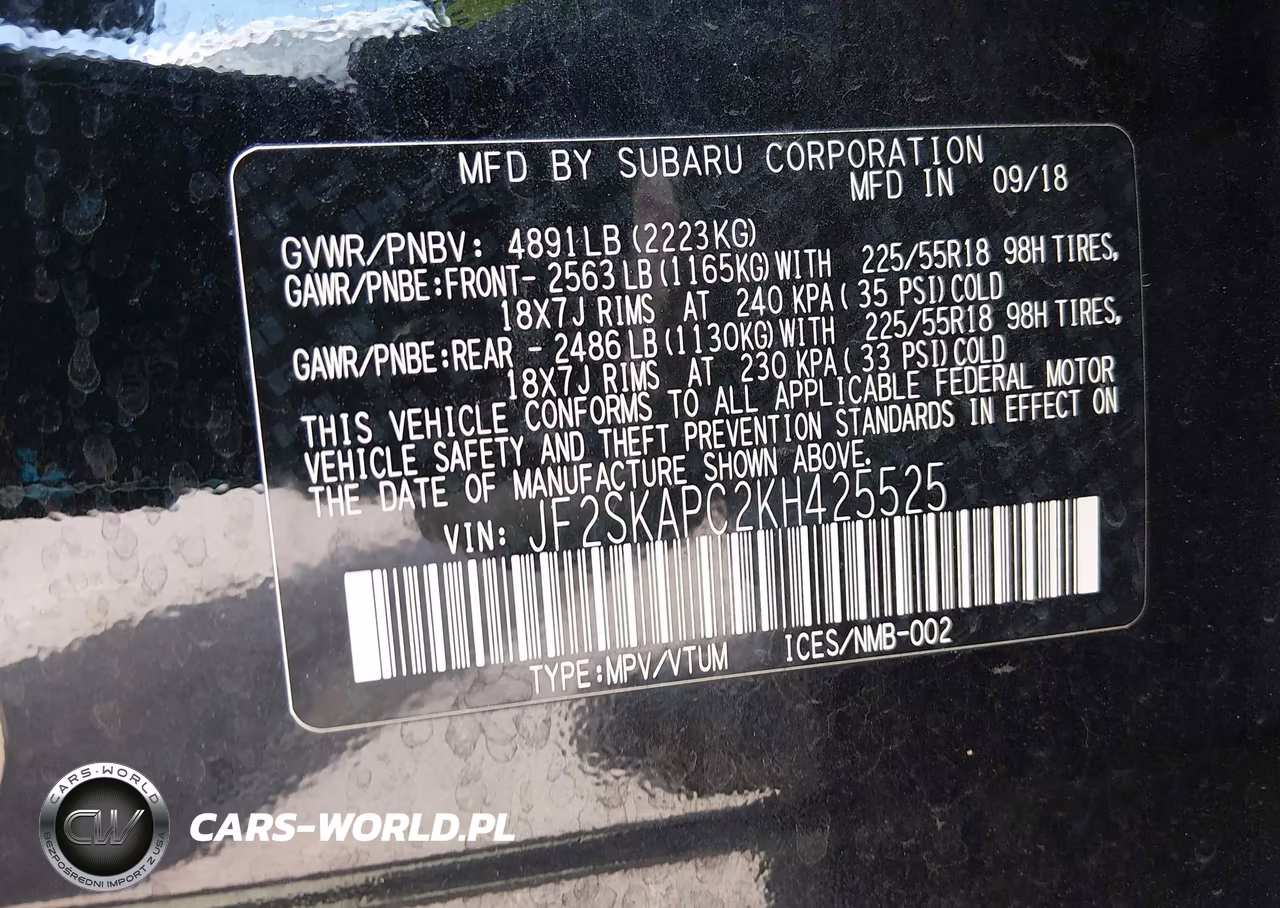 2019 Subaru Forester Sport VIN:JF2SKAPC2KH425525 - 9