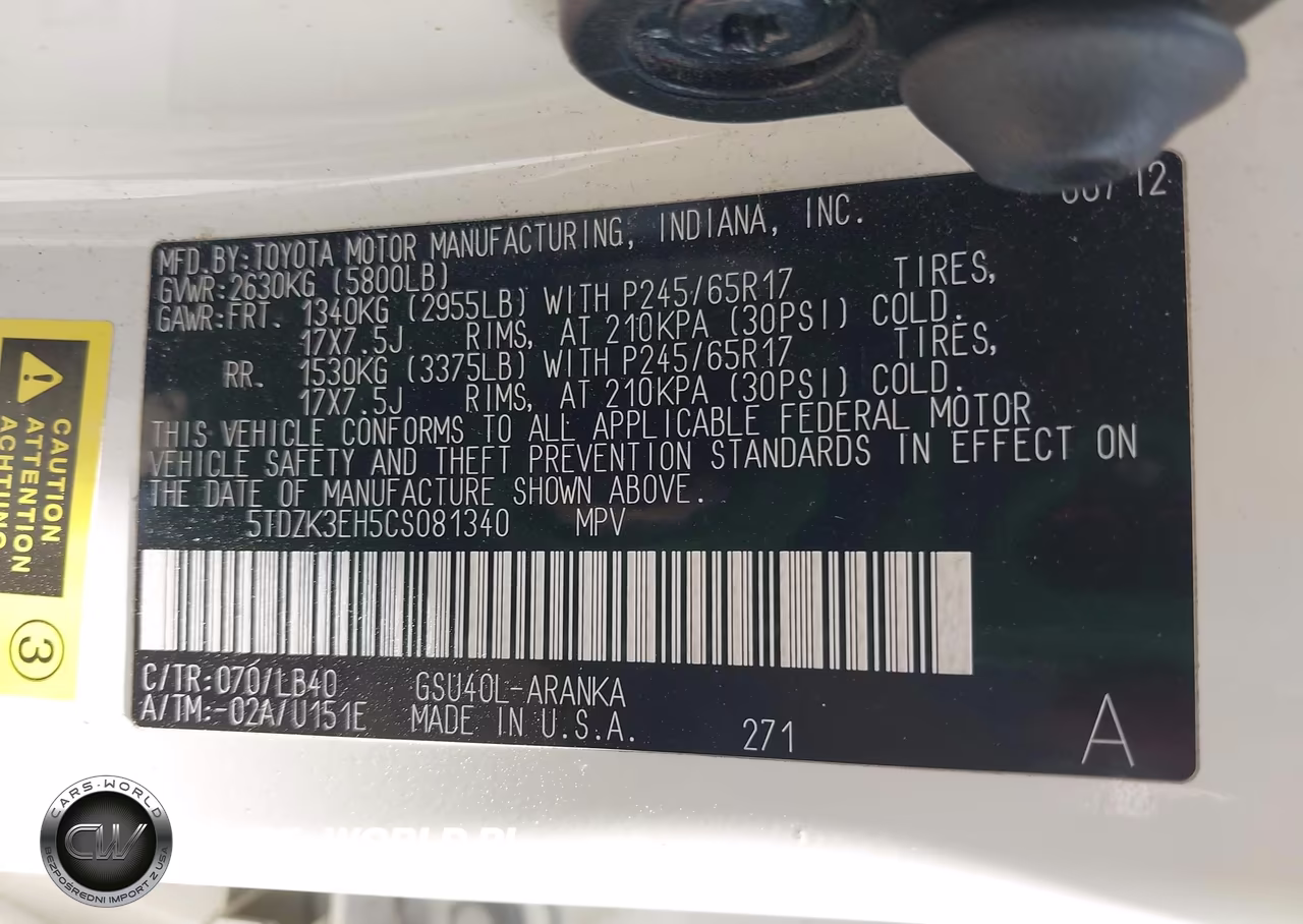 2012 Toyota Highlander Se V6 VIN:5TDZK3EH5CS081340 - 9