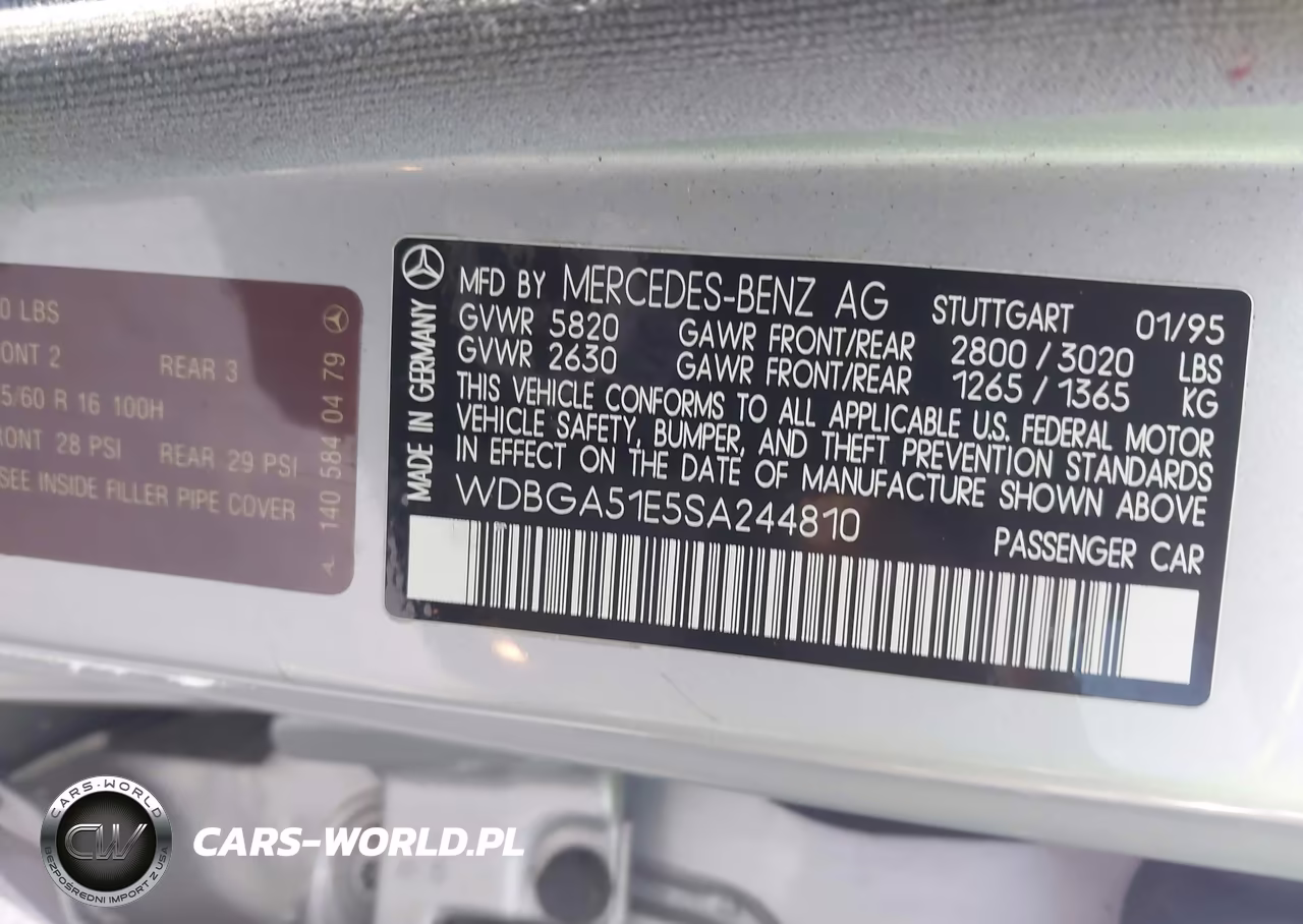 1995 Mercedes-Benz S 500 VIN:WDBGA51E5SA244810 - 9