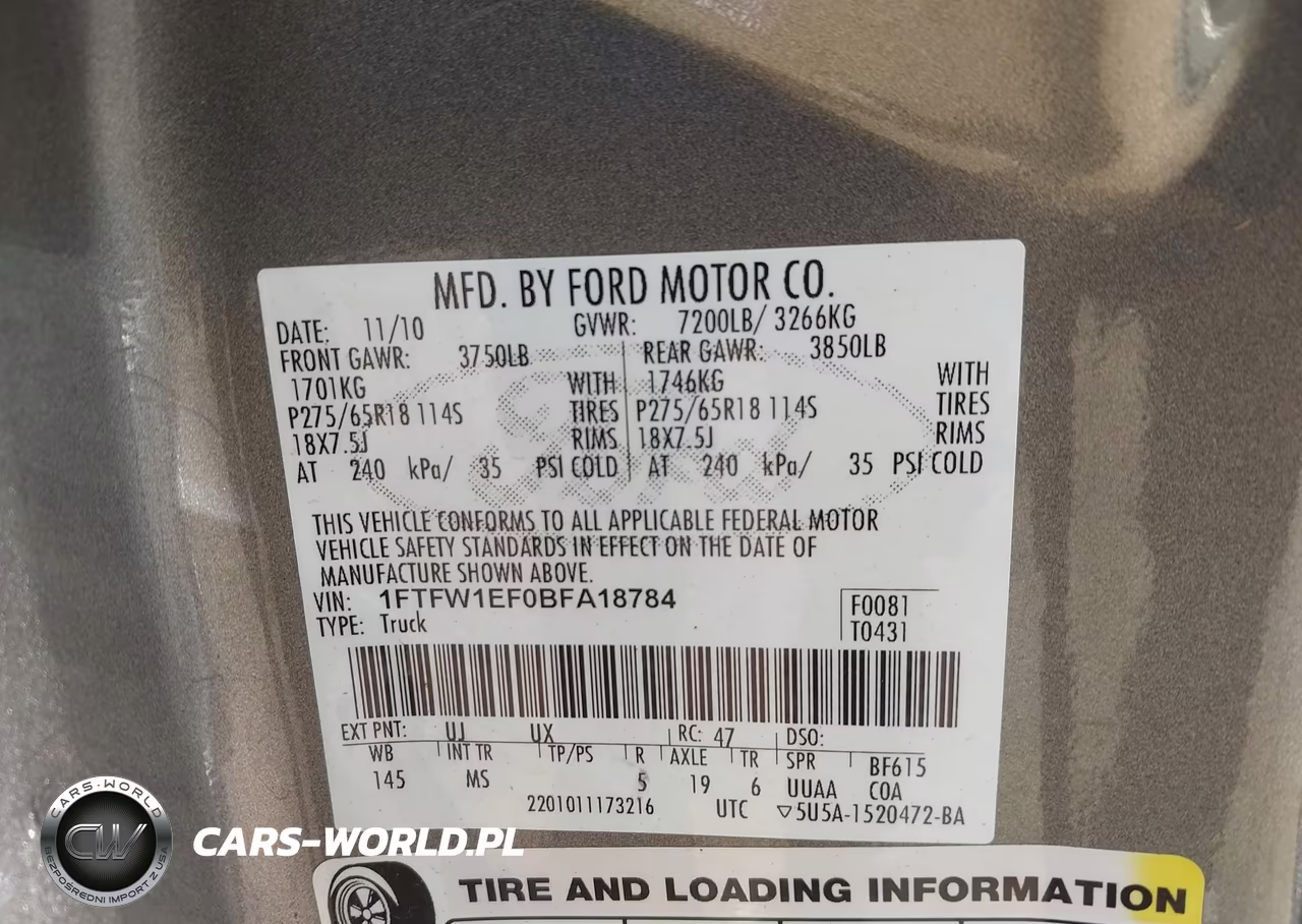 2011 Ford F-150 Xlt VIN:1FTFW1EF0BFA18784 - 9