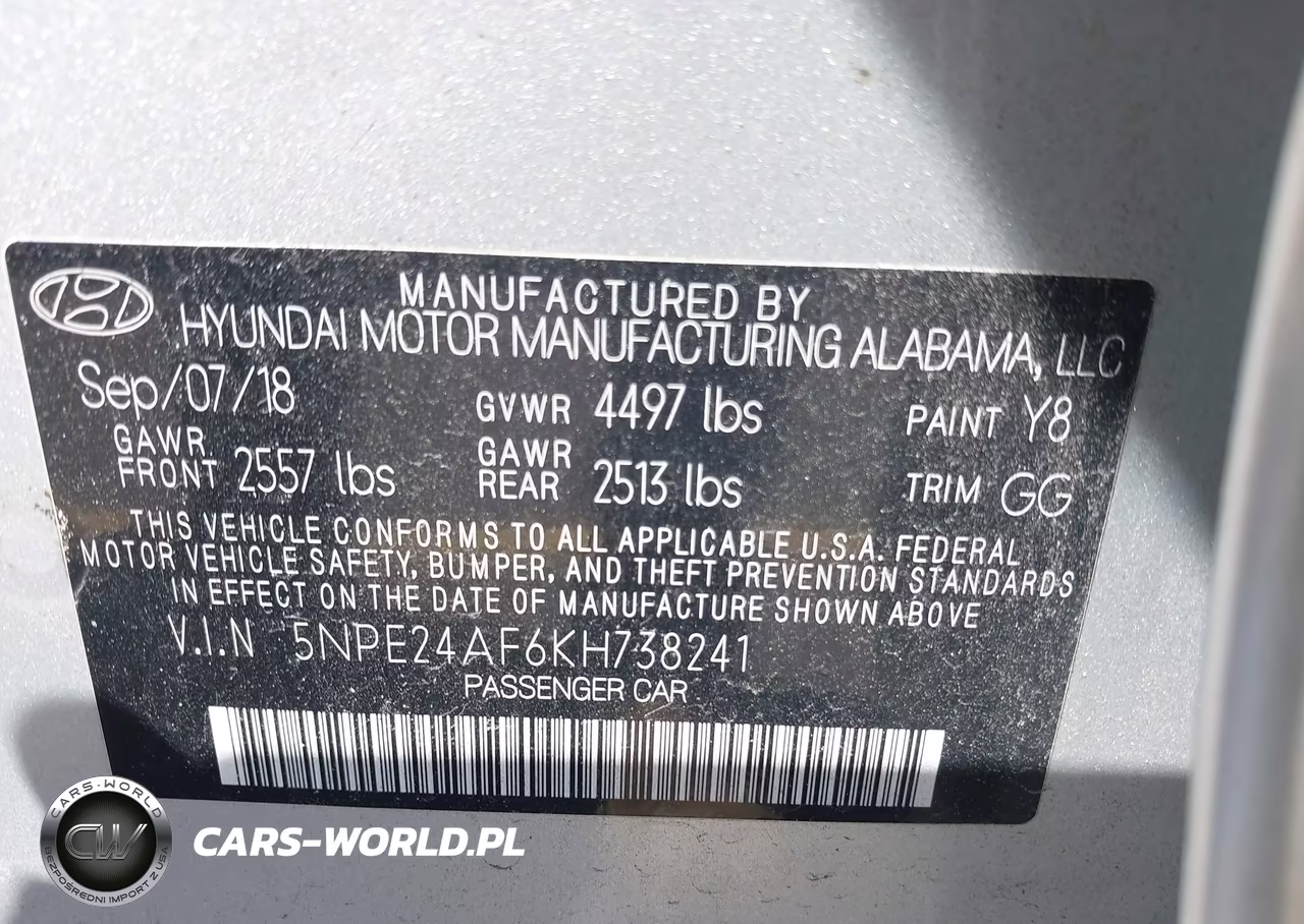 2019 Hyundai Sonata Se VIN:5NPE24AF6KH738241 - 9