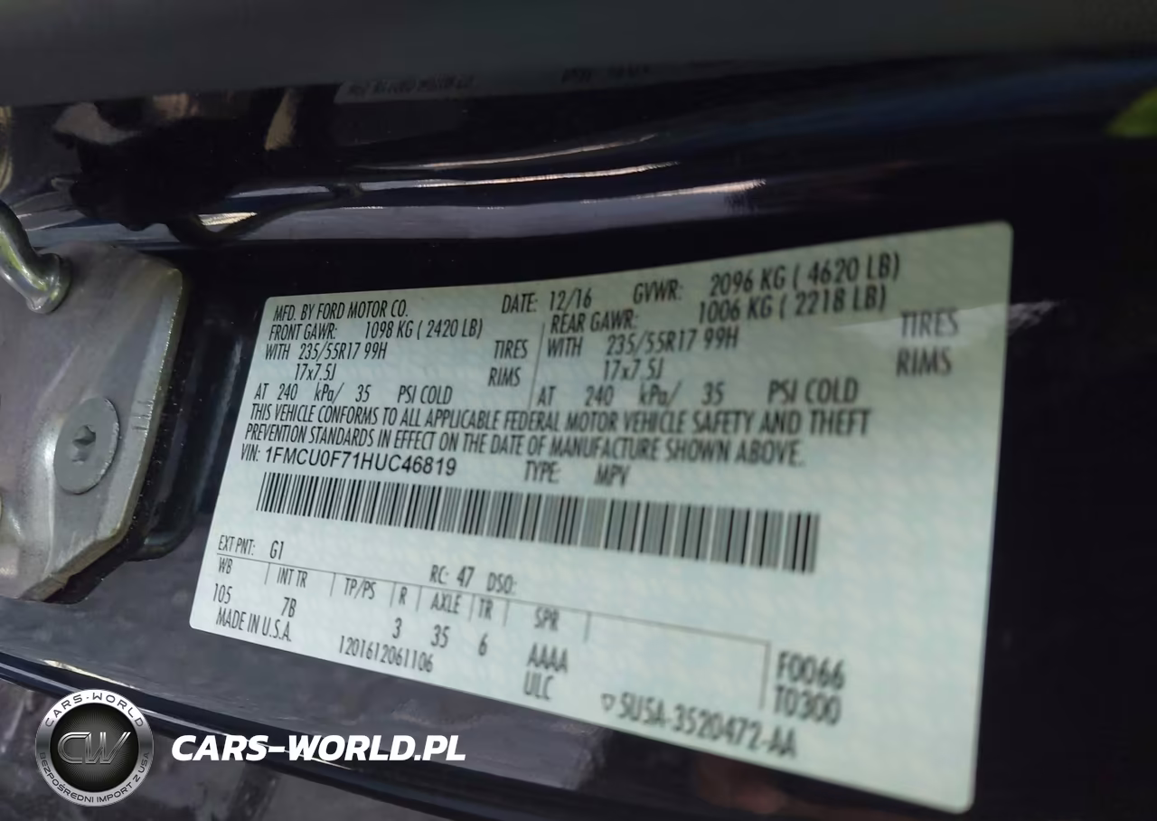 2017 Ford Escape S VIN:1FMCU0F71HUC46819 - 9