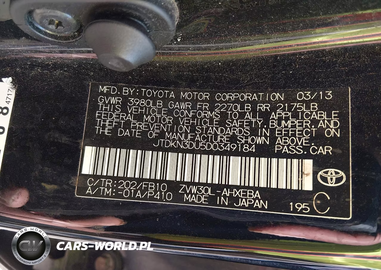 2013 Toyota Prius Two VIN:JTDKN3DU5D0349184 - 9