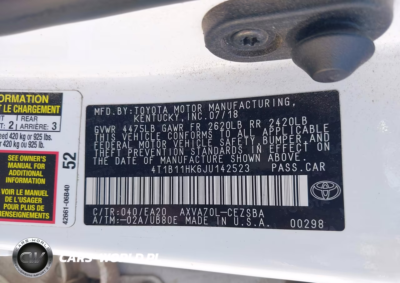 2018 Toyota Camry Se VIN:4T1B11HK6JU142523 - 9