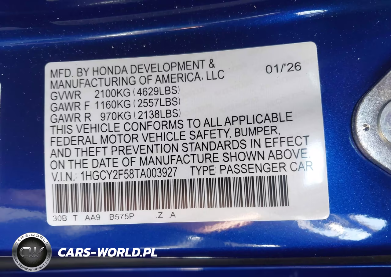 2026 Honda Accord Hybrid Sport VIN:1HGCY2F58TA003927 - 9