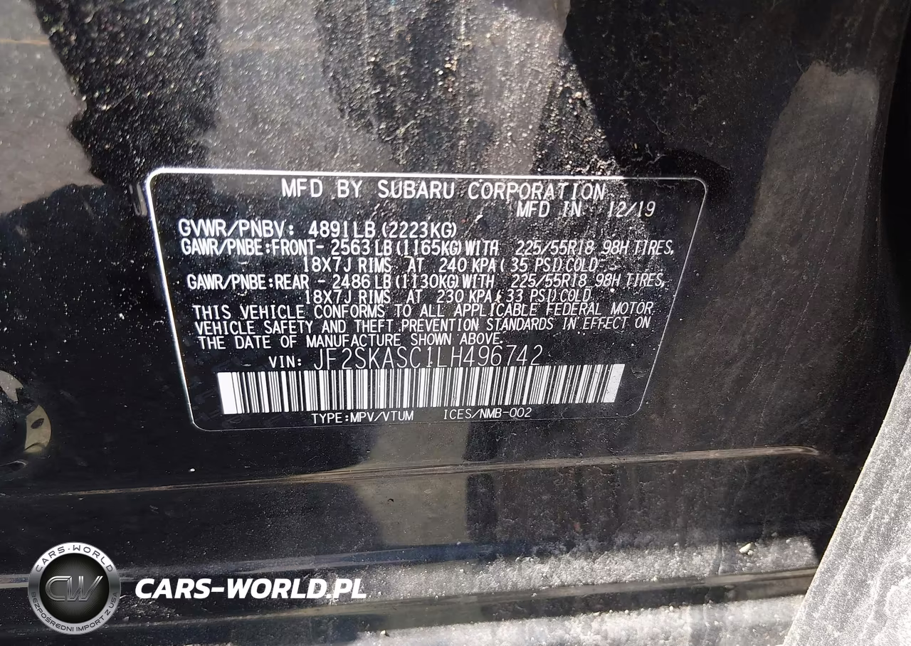 2020 Subaru Forester Limited VIN:JF2SKASC1LH496742 - 9