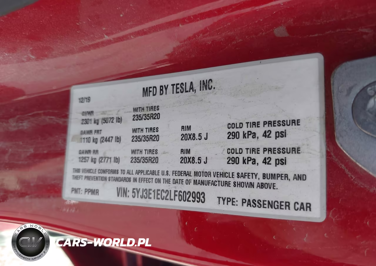 2020 Tesla Model 3 Performance Dual Motor All-Wheel Drive VIN:5YJ3E1EC2LF602993 - 9