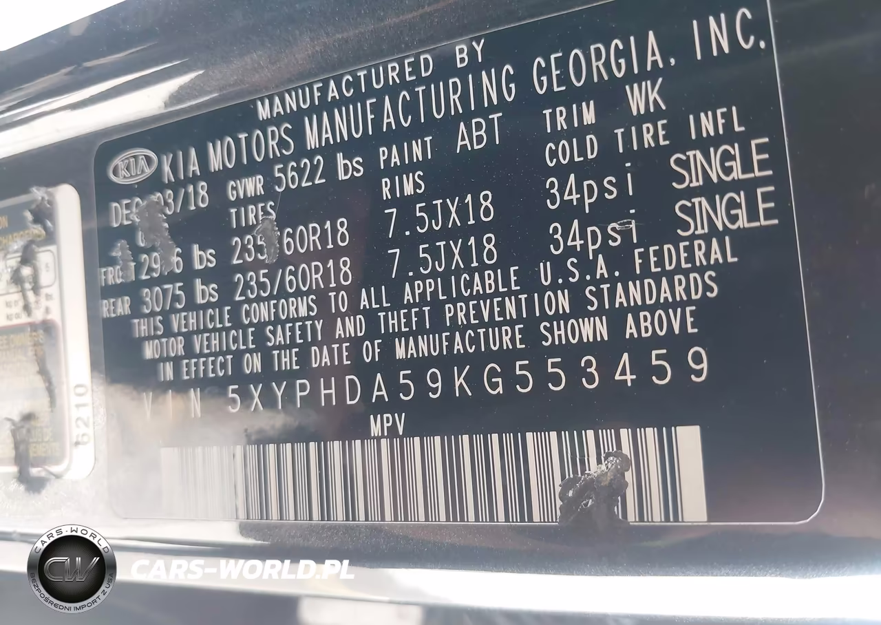 2019 Kia Sorento 3.3L Ex VIN:5XYPHDA59KG553459 - 9