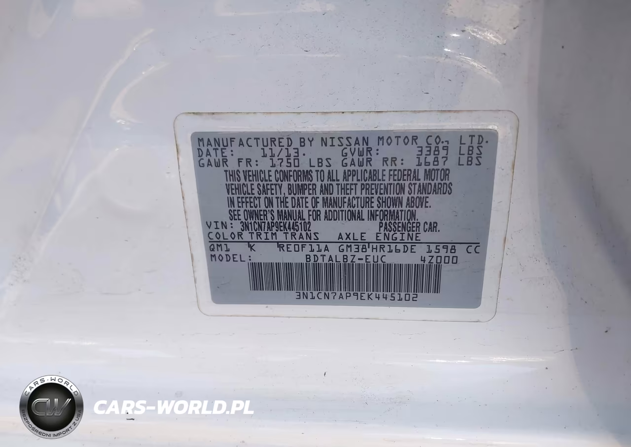 2014 Nissan Versa 1.6 Sv VIN:3N1CN7AP9EK445102 - 9