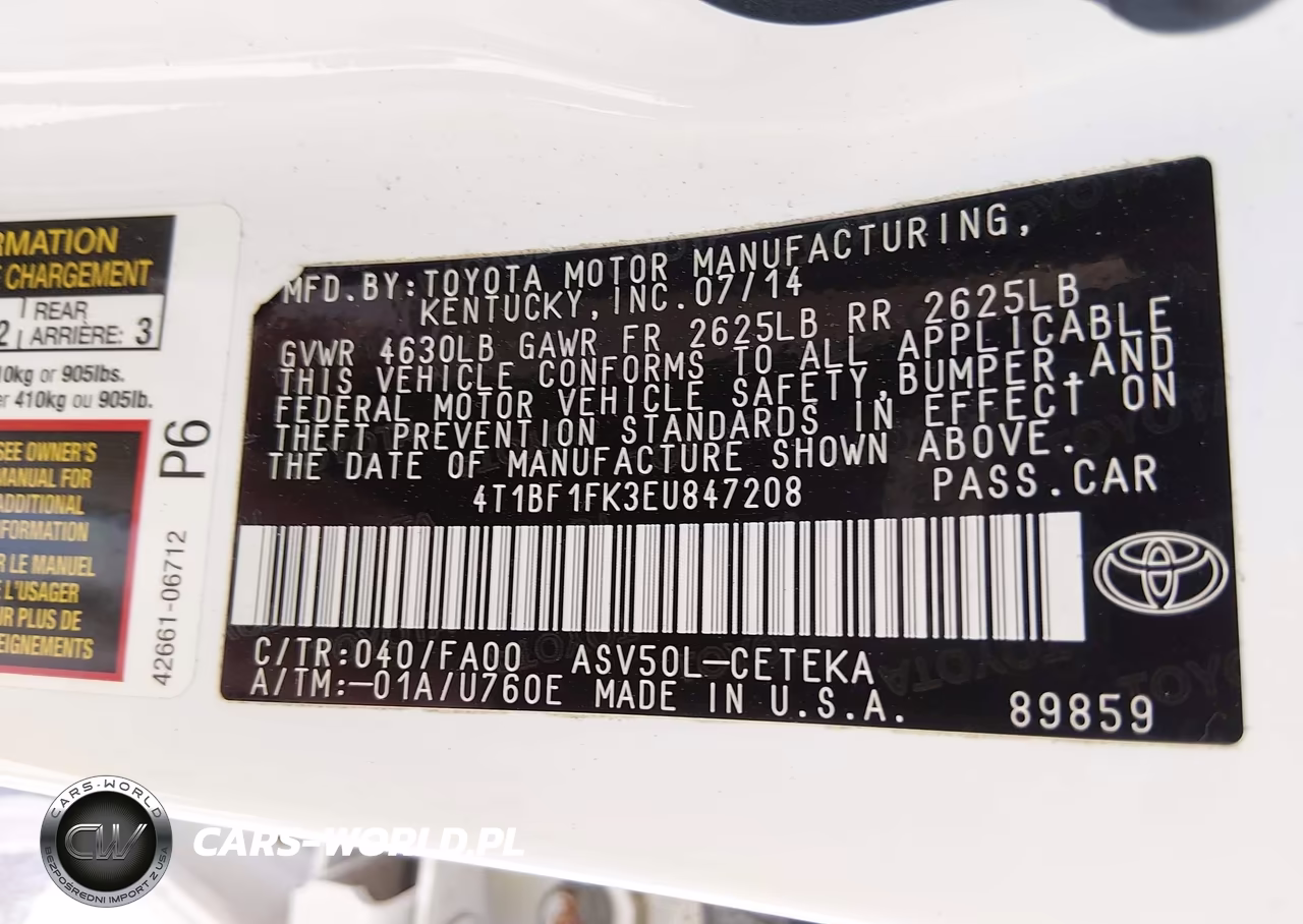 2014 Toyota Camry L VIN:4T1BF1FK3EU847208 - 9