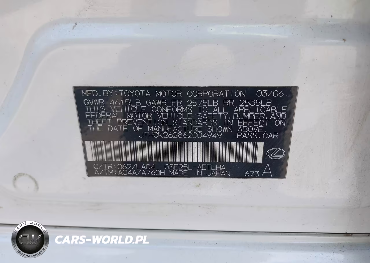 2006 Lexus Is 250 VIN:JTHCK262862004949 - 9