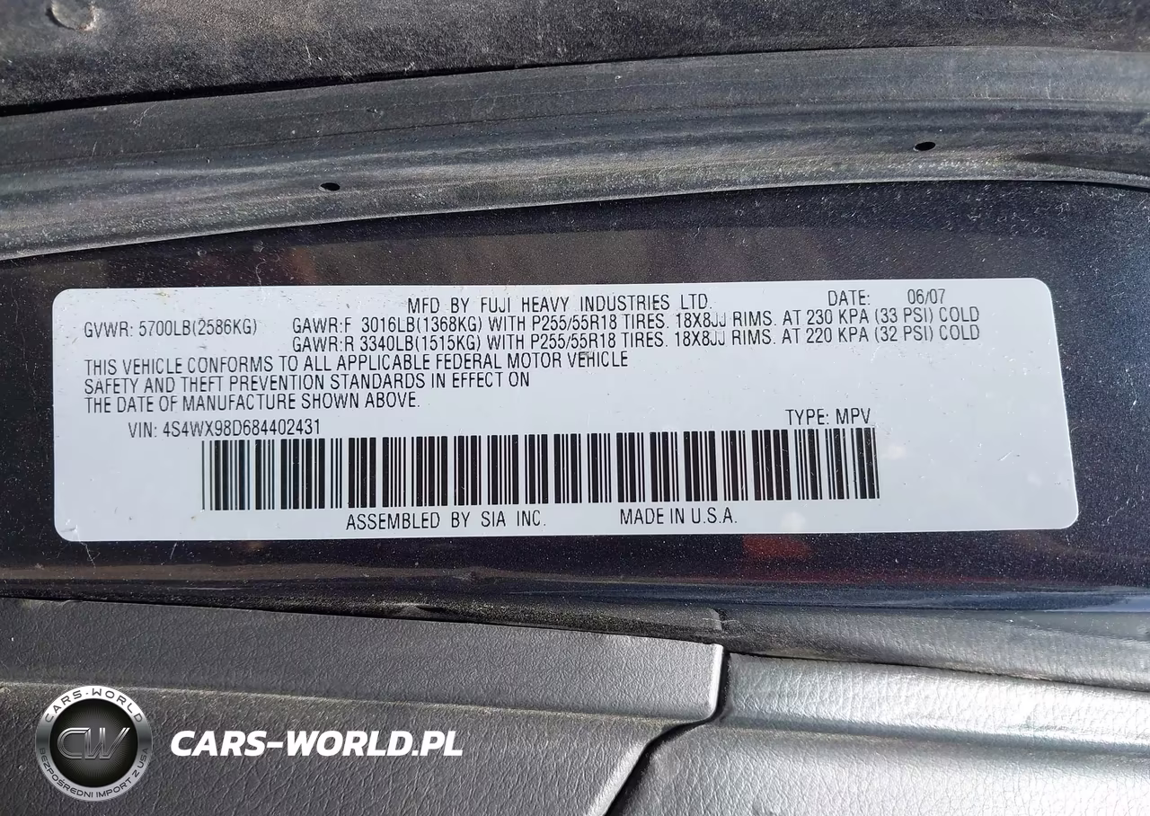 2008 Subaru Tribeca Limited 7-Passenger VIN:4S4WX98D684402431 - 9