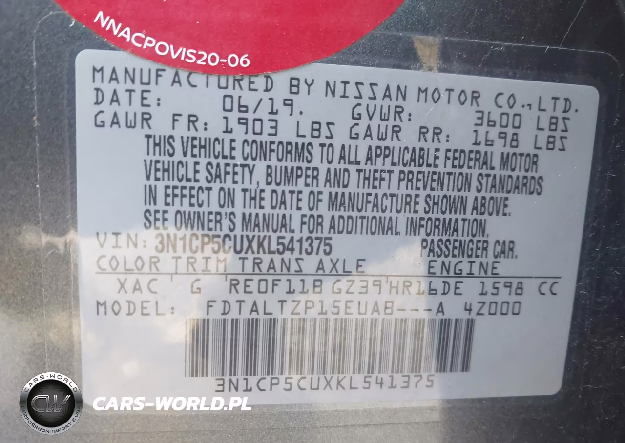2019 Nissan Kicks Sr VIN:3N1CP5CUXKL541375 - 9
