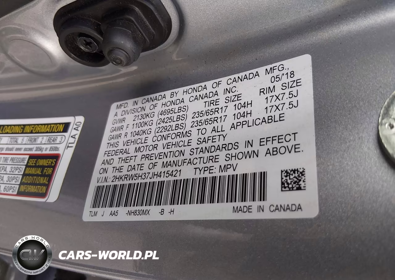 2018 Honda Cr-V Lx VIN:2HKRW5H37JH415421 - 9