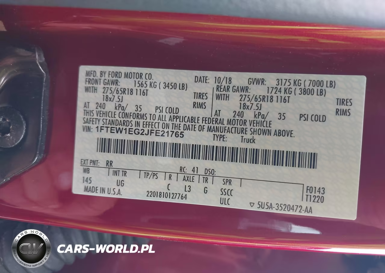 2018 Ford F-150 Xlt VIN:1FTEW1EG2JFE21765 - 9