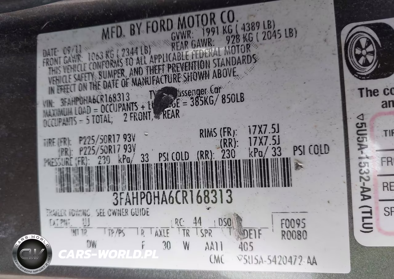 2012 Ford Fusion Se VIN:3FAHP0HA6CR168313 - 9