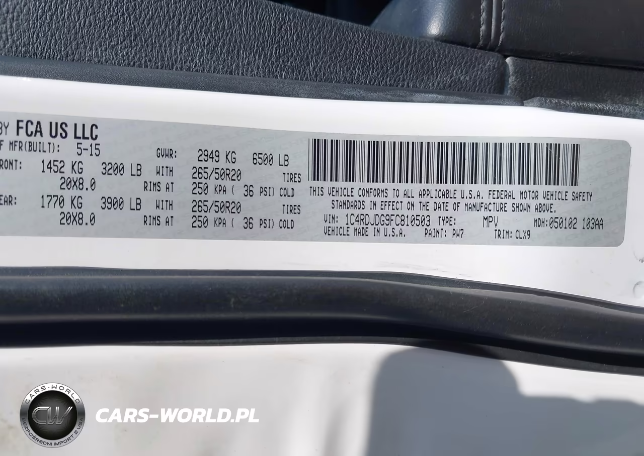 2015 Dodge Durango Limited VIN:1C4RDJDG9FC810503 - 9