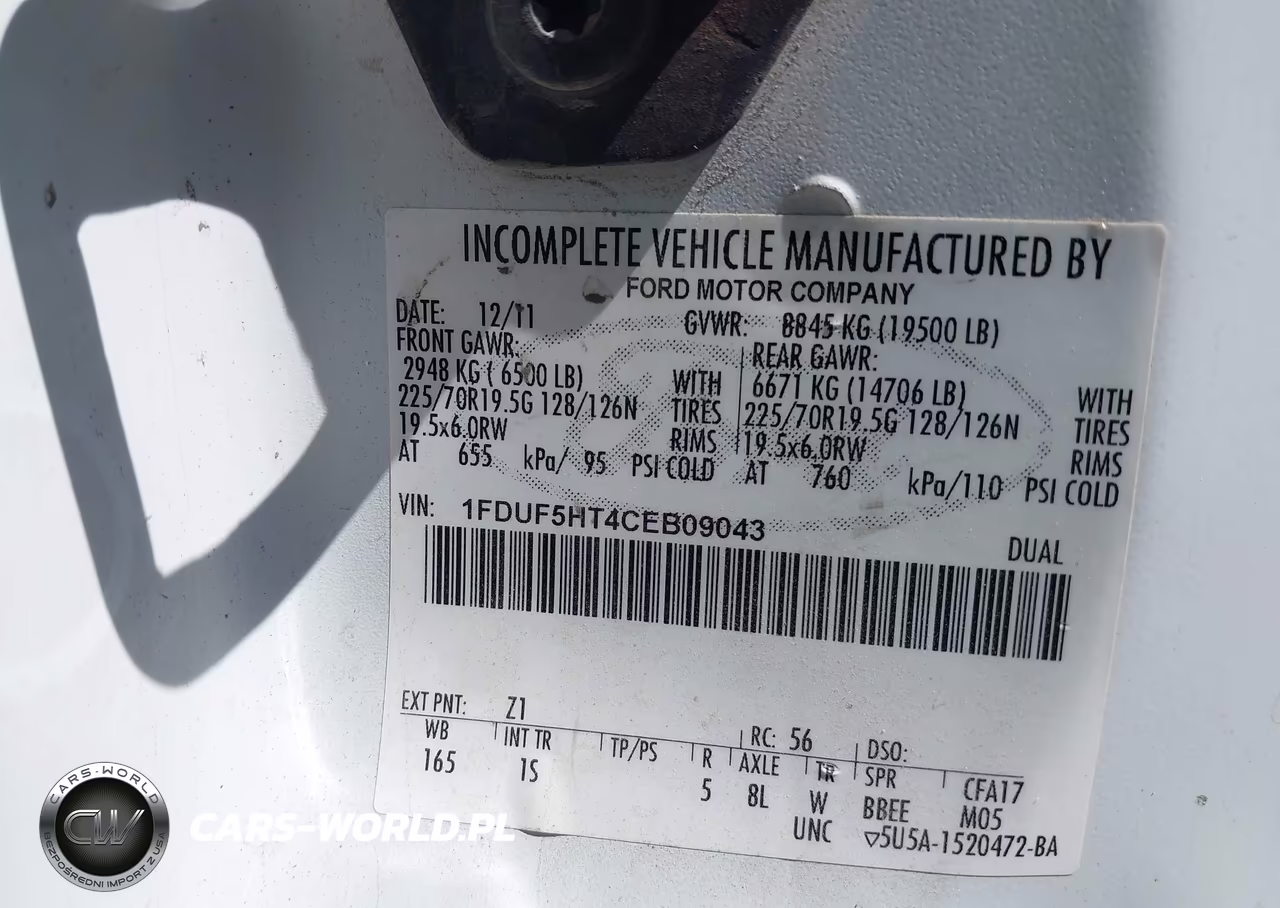 2012 Ford F-550 Chassis Xl VIN:1FDUF5HT4CEB09043 - 8