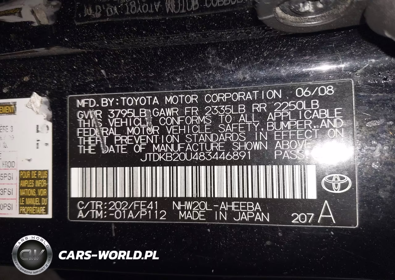 2008 Toyota Prius Standard VIN:JTDKB20U483446891 - 9