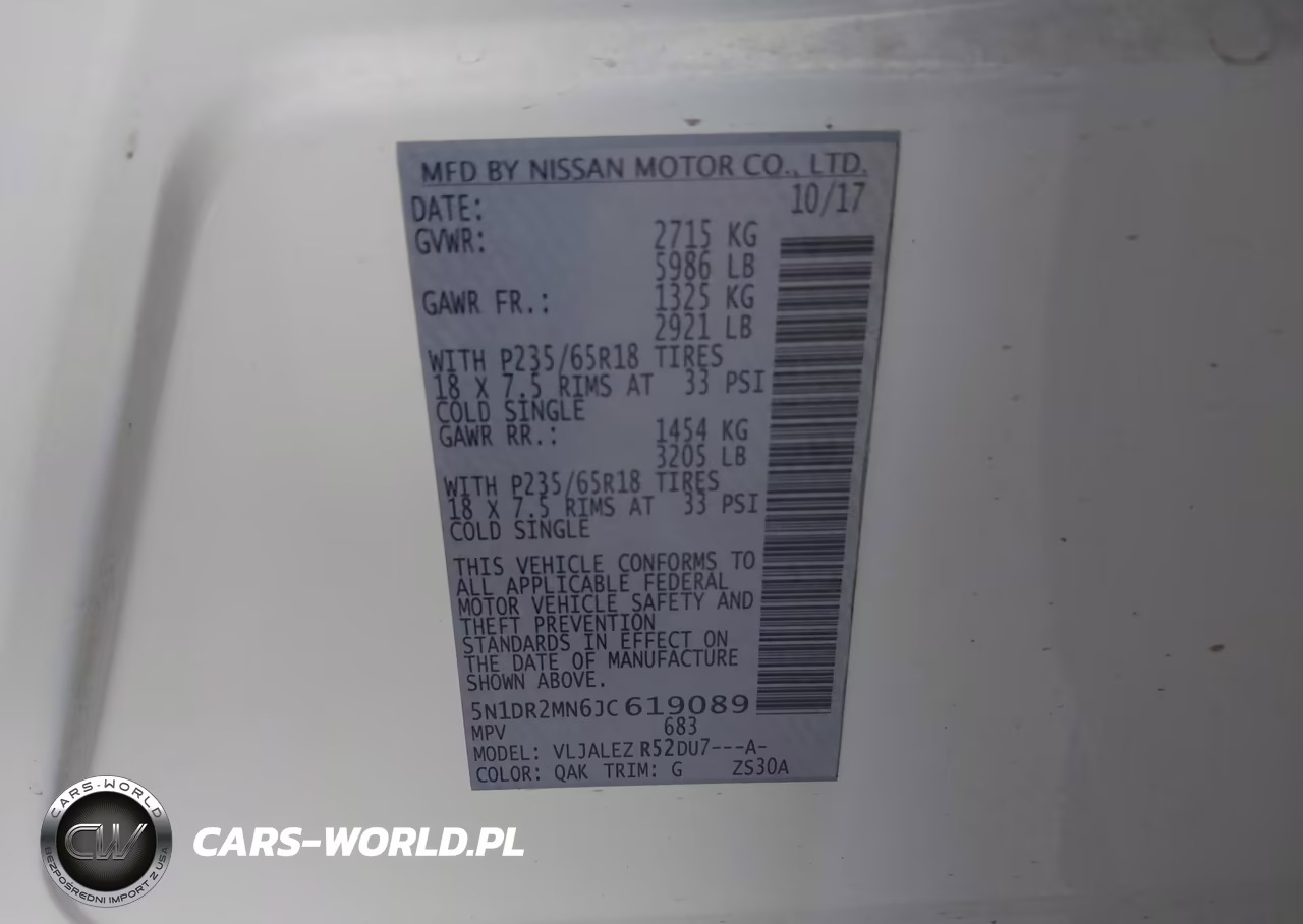 2018 Nissan Pathfinder Sv VIN:5N1DR2MN6JC619089 - 9