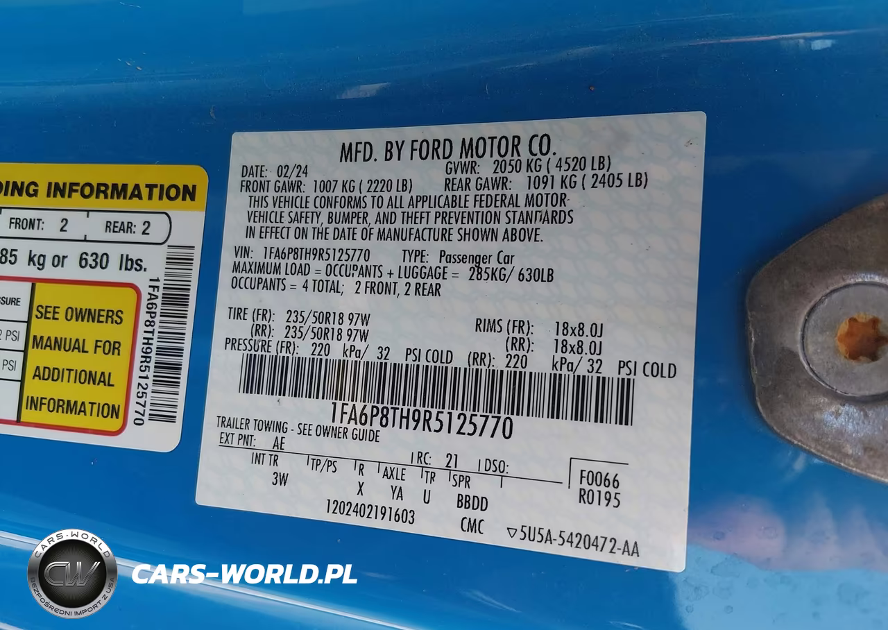 2024 Ford Mustang Ecoboost Premium Fastback VIN:1FA6P8TH9R5125770 - 9