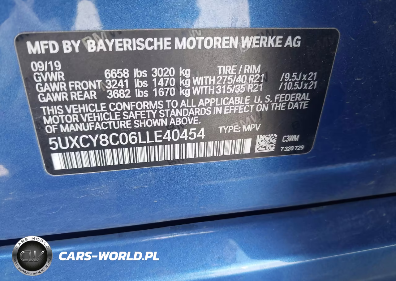 2020 BMW X6 M50I VIN:5UXCY8C06LLE40454 - 9