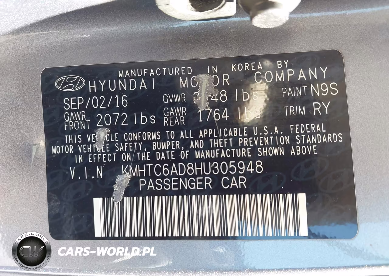 2017 Hyundai Veloster VIN:KMHTC6AD8HU305948 - 9