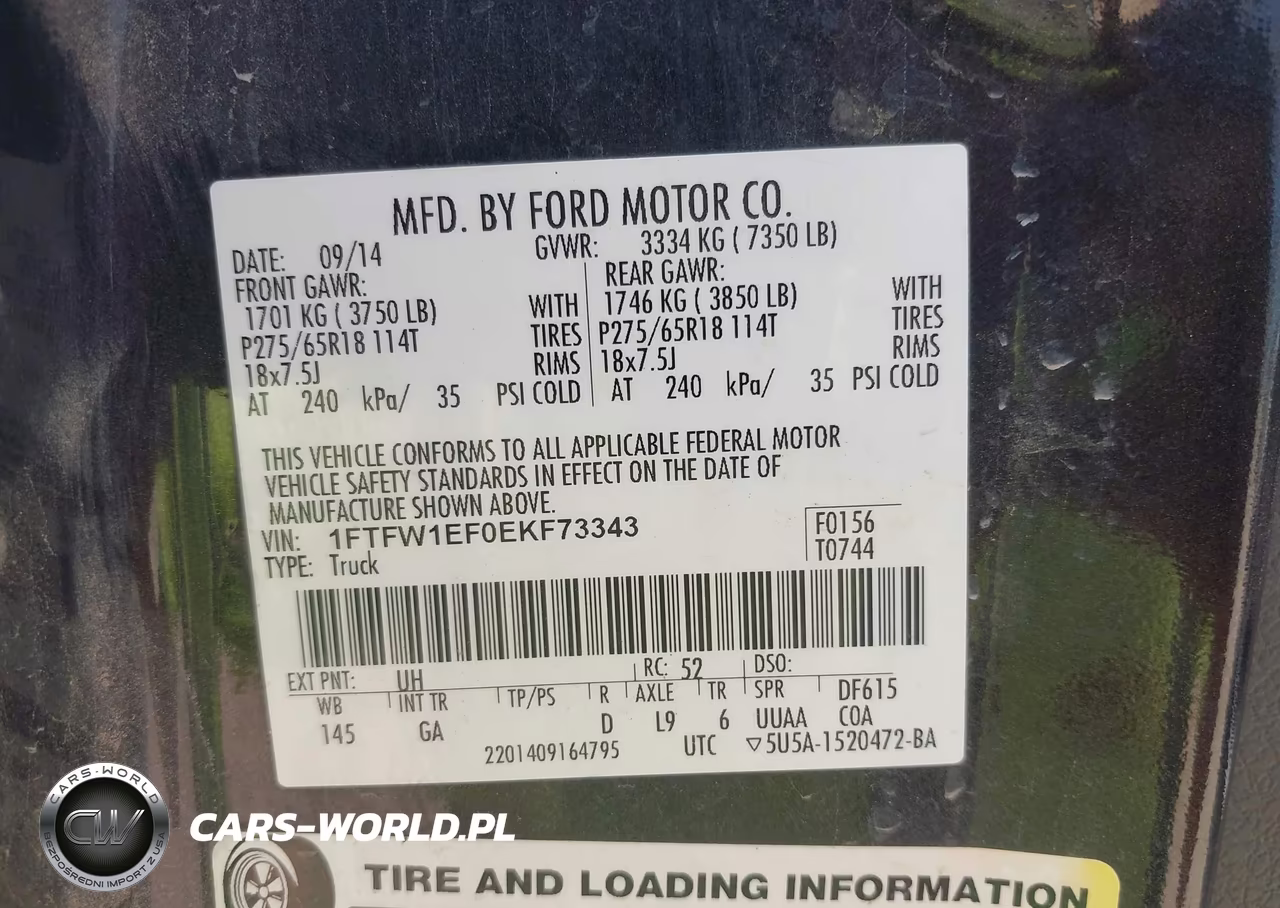 2014 Ford F-150 Xlt VIN:1FTFW1EF0EKF73343 - 9
