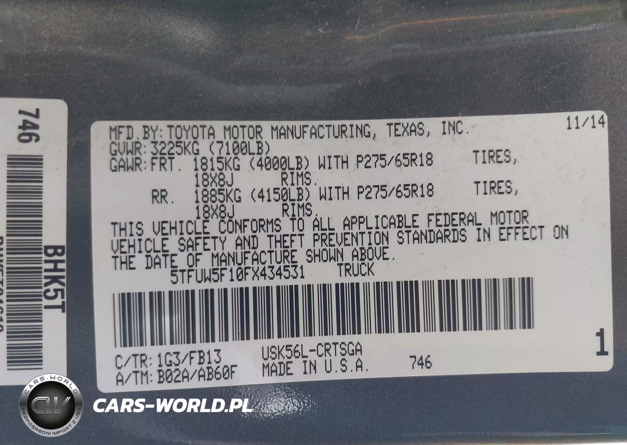 2015 Toyota Tundra Sr5 5.7L V8 VIN:5TFUW5F10FX434531 - 9
