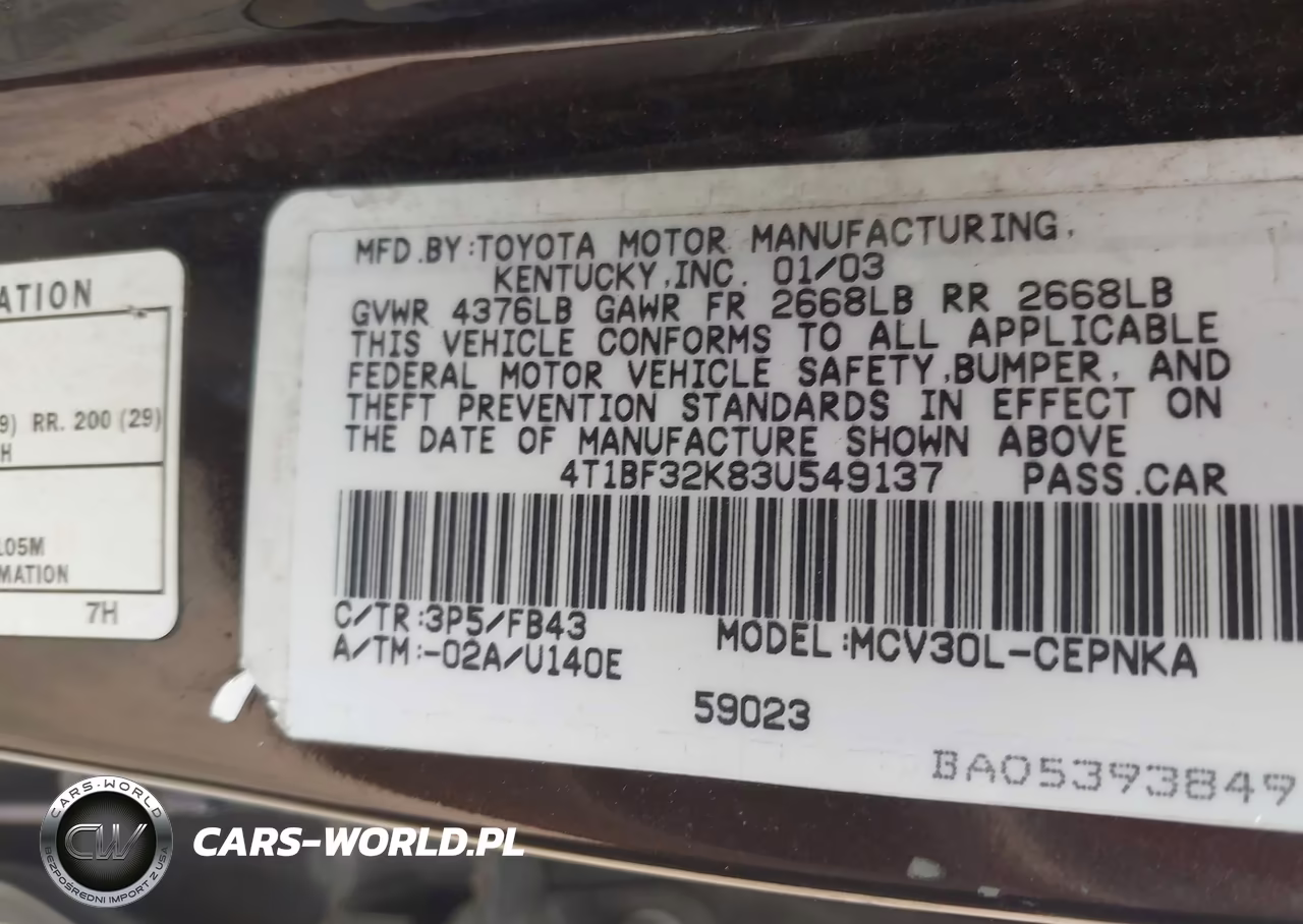 2003 Toyota Camry Le-Xle-Se VIN:4T1BF32K83U549137 - 9
