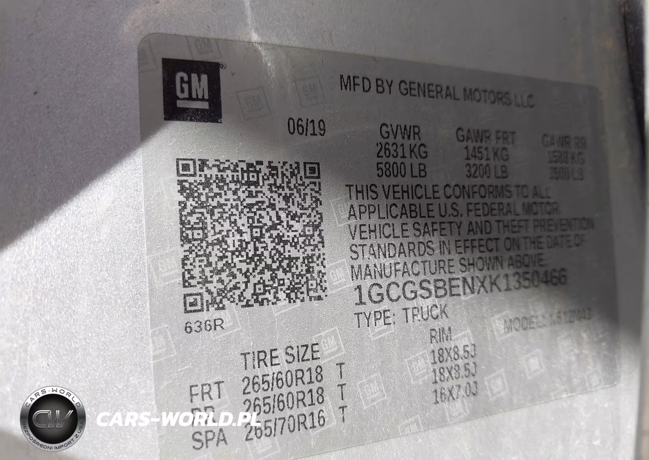 2019 Chevrolet Colorado Wt VIN:1GCGSBENXK1350466 - 9