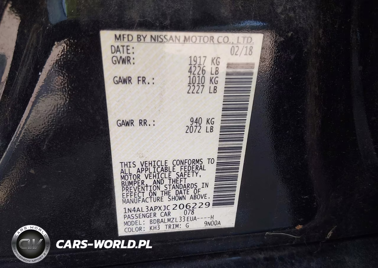 2018 Nissan Altima 2.5 Sv VIN:1N4AL3APXJC206229 - 9