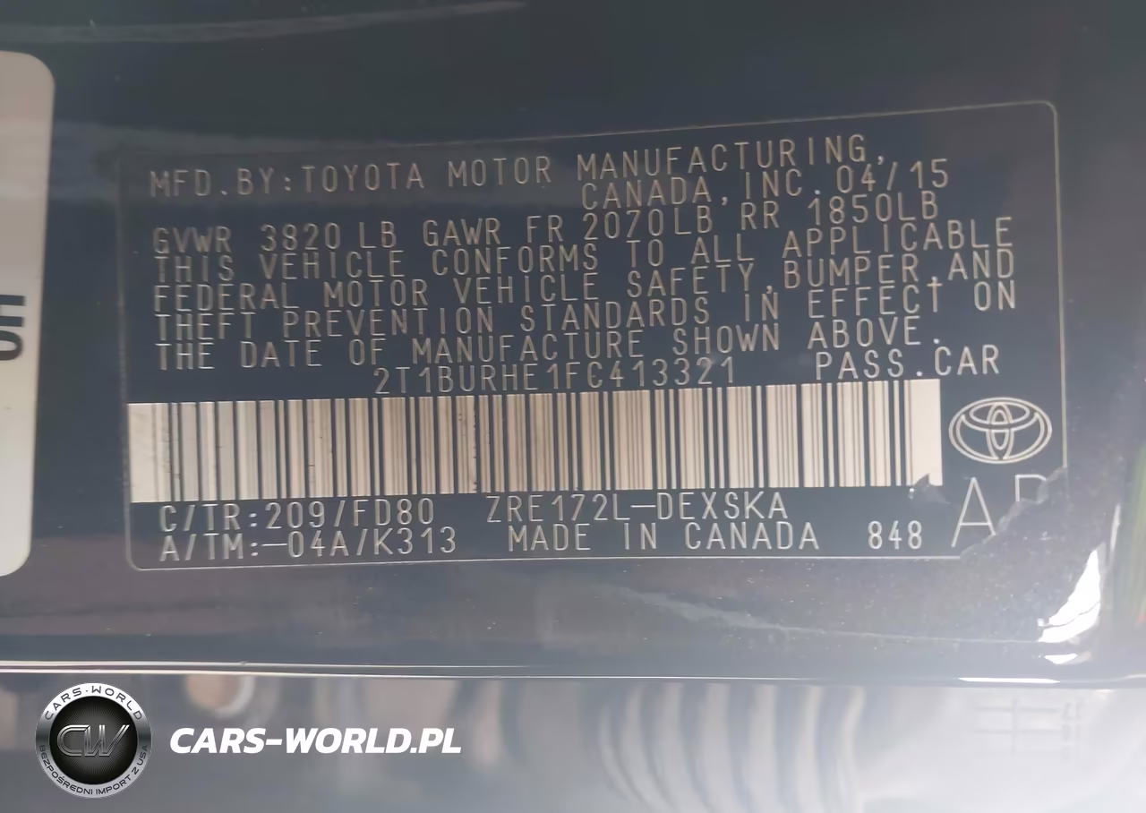 2015 Toyota Corolla S Plus VIN:2T1BURHE1FC413321 - 9