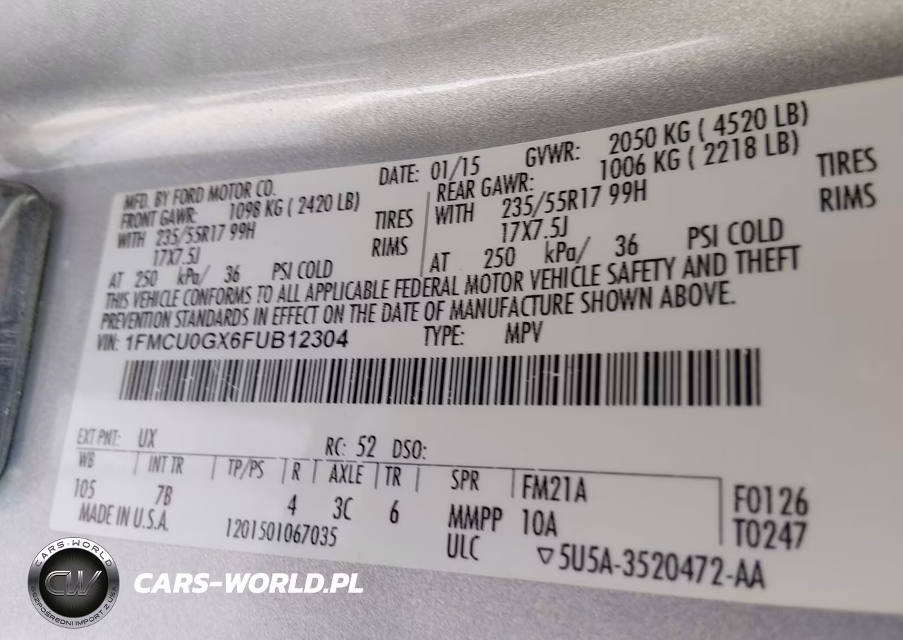 2015 Ford Escape Se VIN:1FMCU0GX6FUB12304 - 9