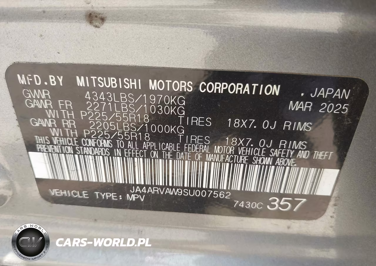 2025 Mitsubishi Outlander Sport 2.4 Sel Awc VIN:JA4ARVAW9SU007562 - 9