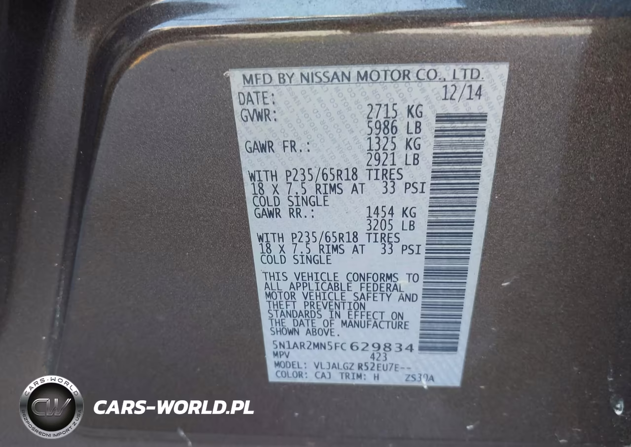2015 Nissan Pathfinder Sl VIN:5N1AR2MN5FC629834 - 9