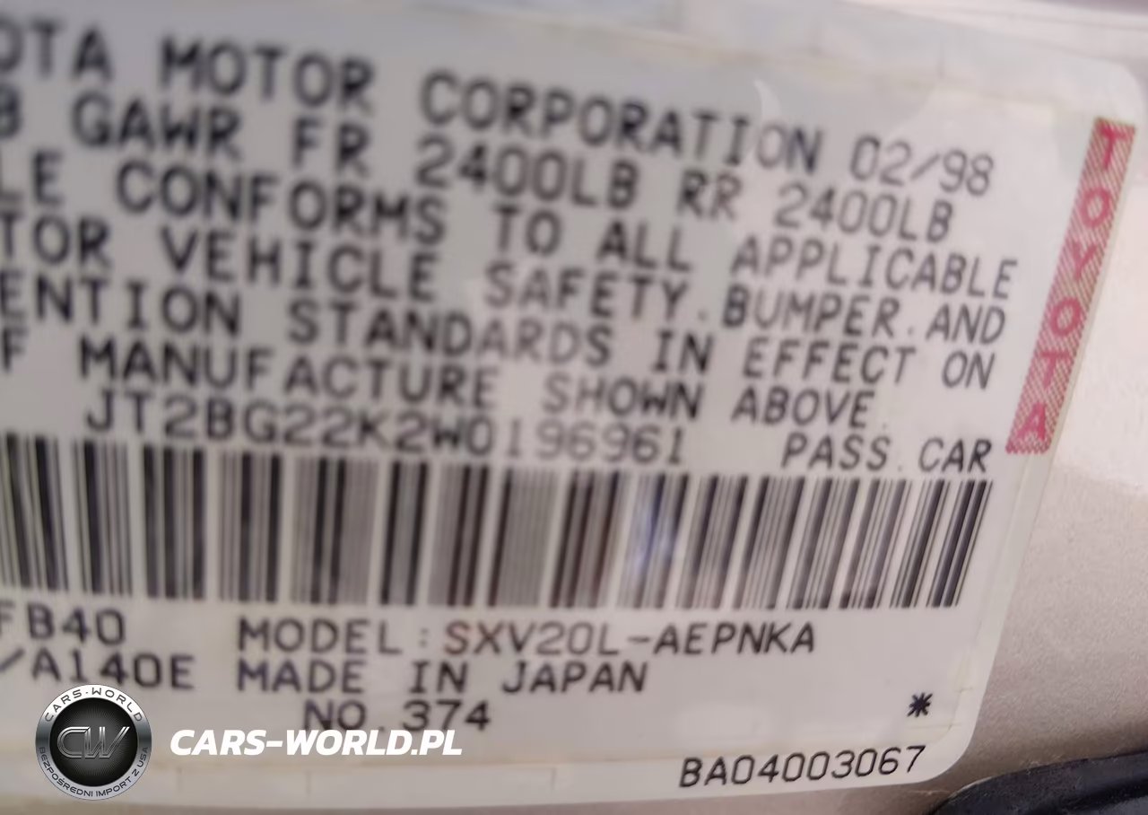 1998 Toyota Camry Le VIN:JT2BG22K2W0196961 - 9