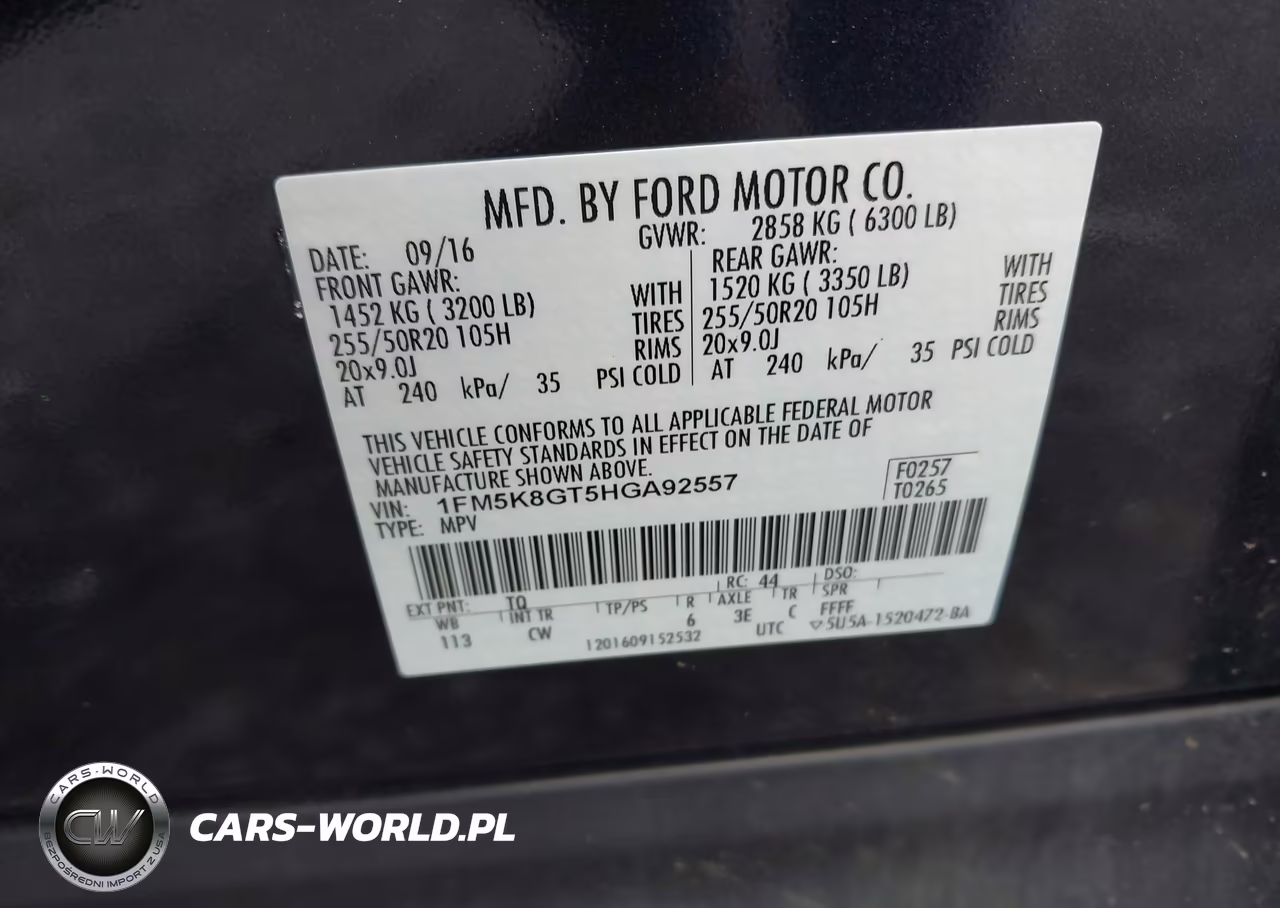 2017 Ford Explorer Sport VIN:1FM5K8GT5HGA92557 - 9