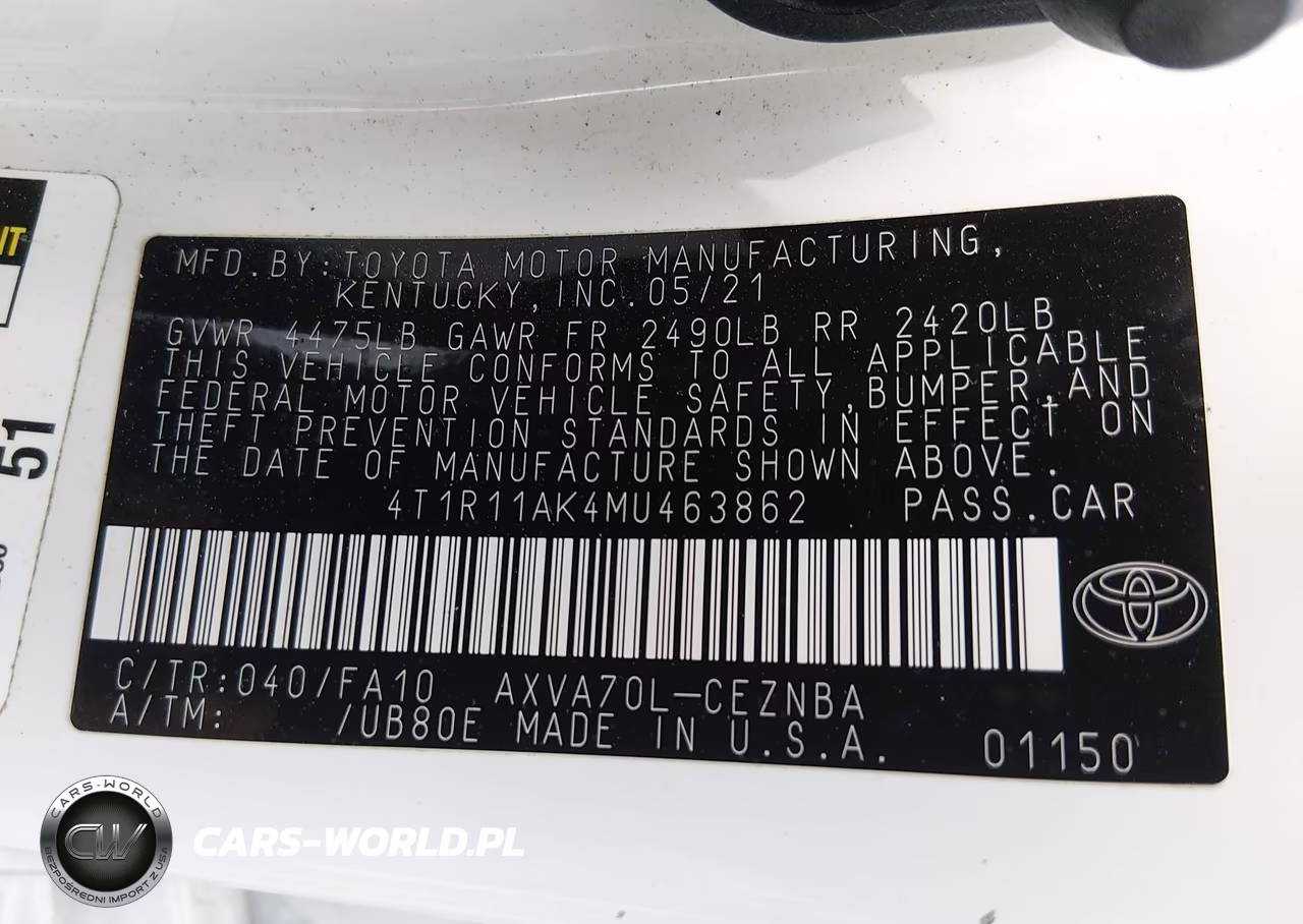 2021 Toyota Camry Le VIN:4T1R11AK4MU463862 - 9