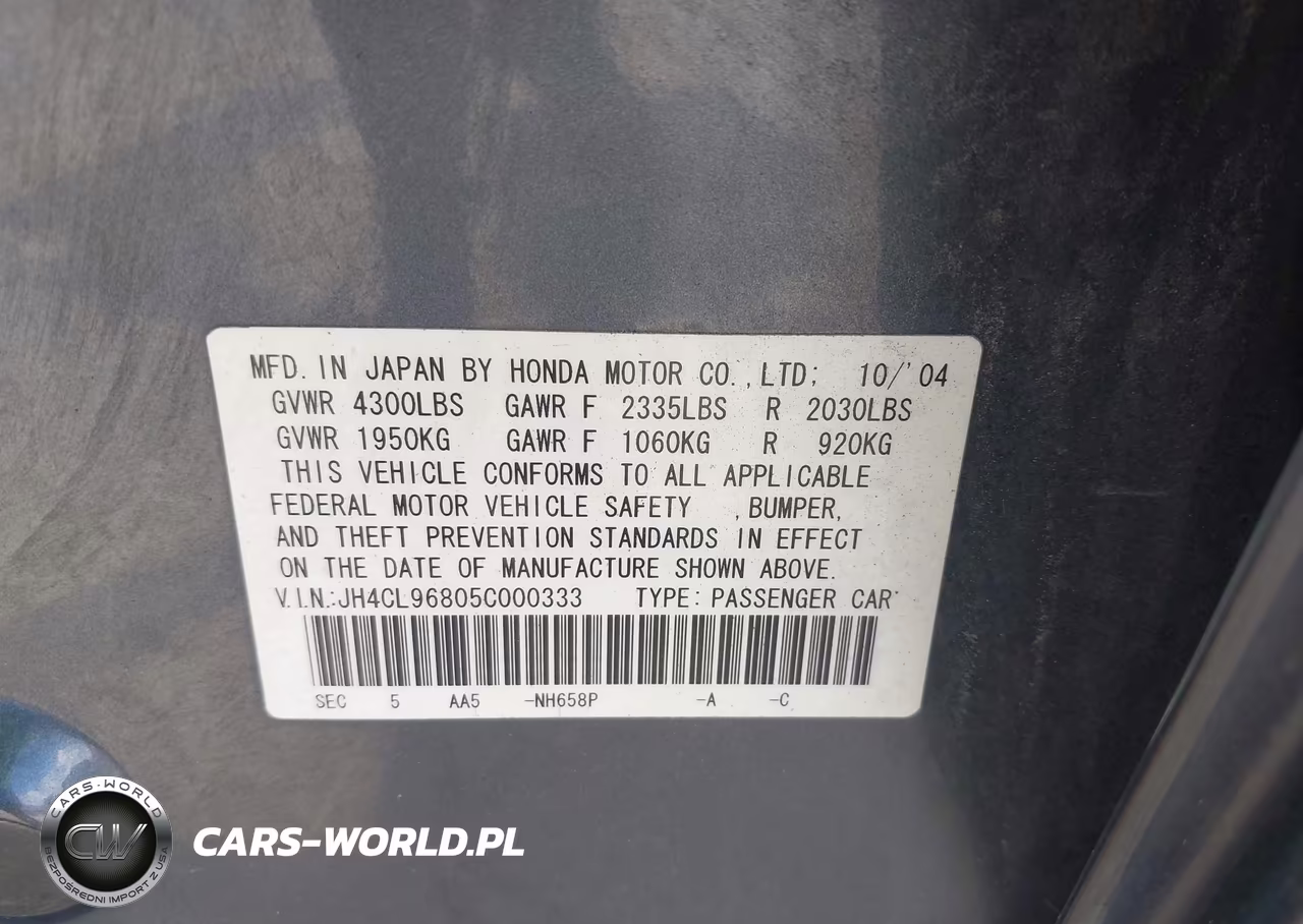 2005 Acura Tsx VIN:JH4CL96805C000333 - 9