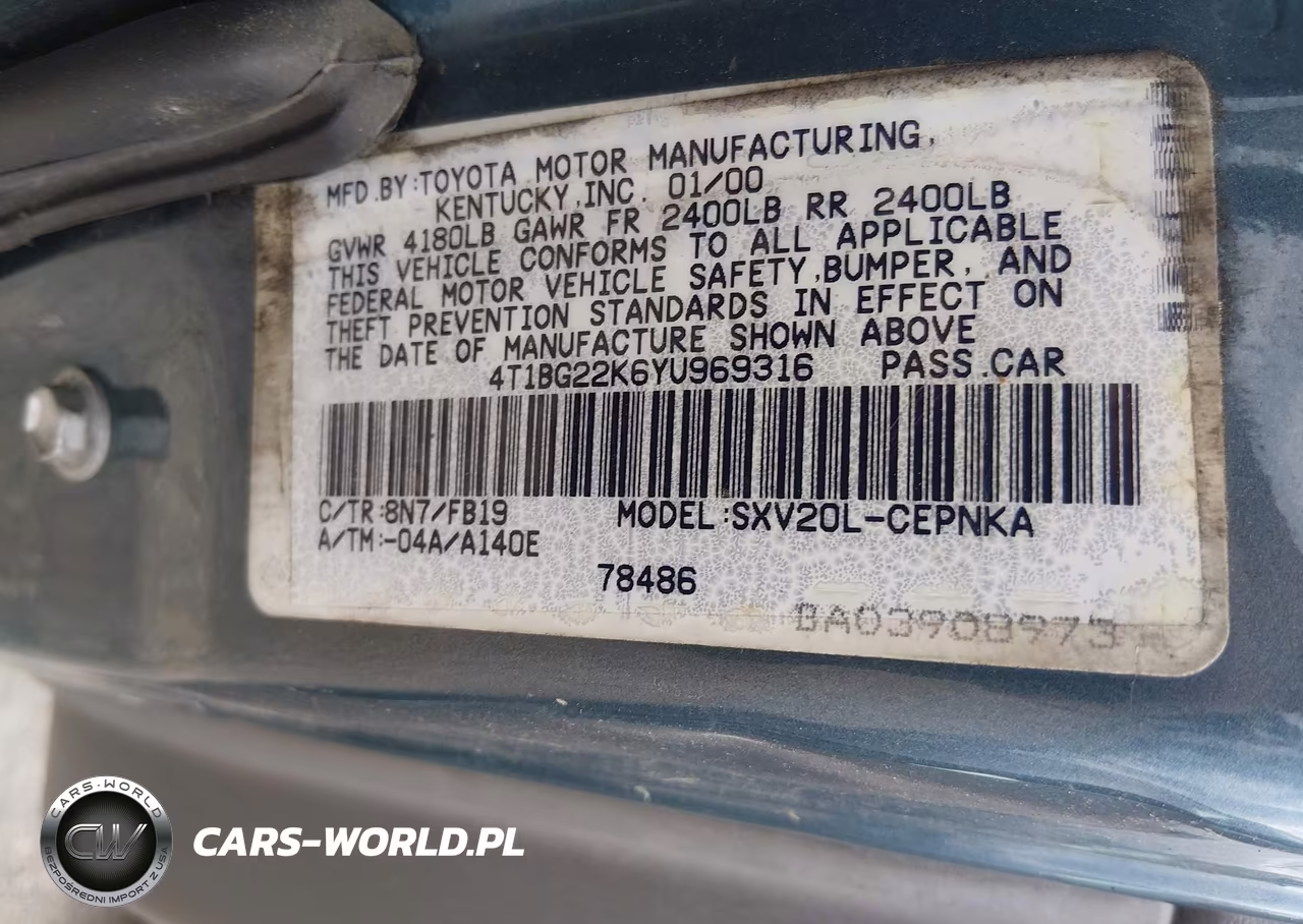 2000 Toyota Camry Le VIN:4T1BG22K6YU969316 - 9