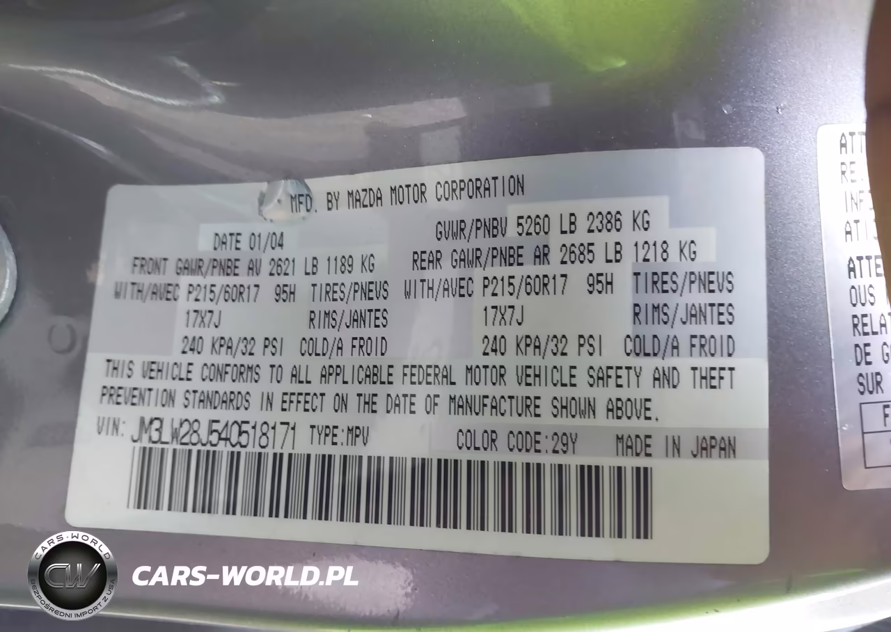 2004 Mazda Mpv Es VIN:JM3LW28J540518171 - 9