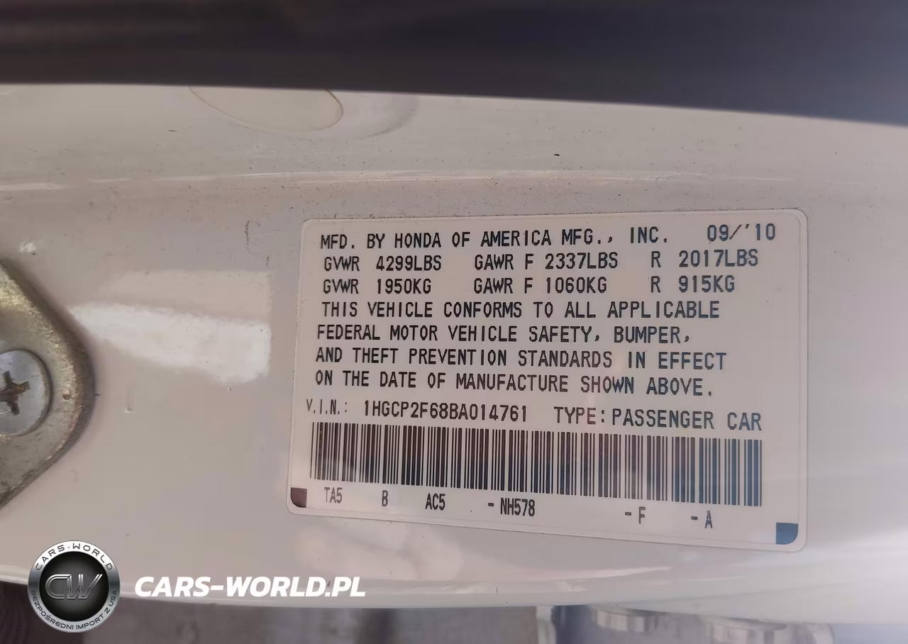2011 Honda Accord 2.4 Se VIN:1HGCP2F68BA014761 - 9