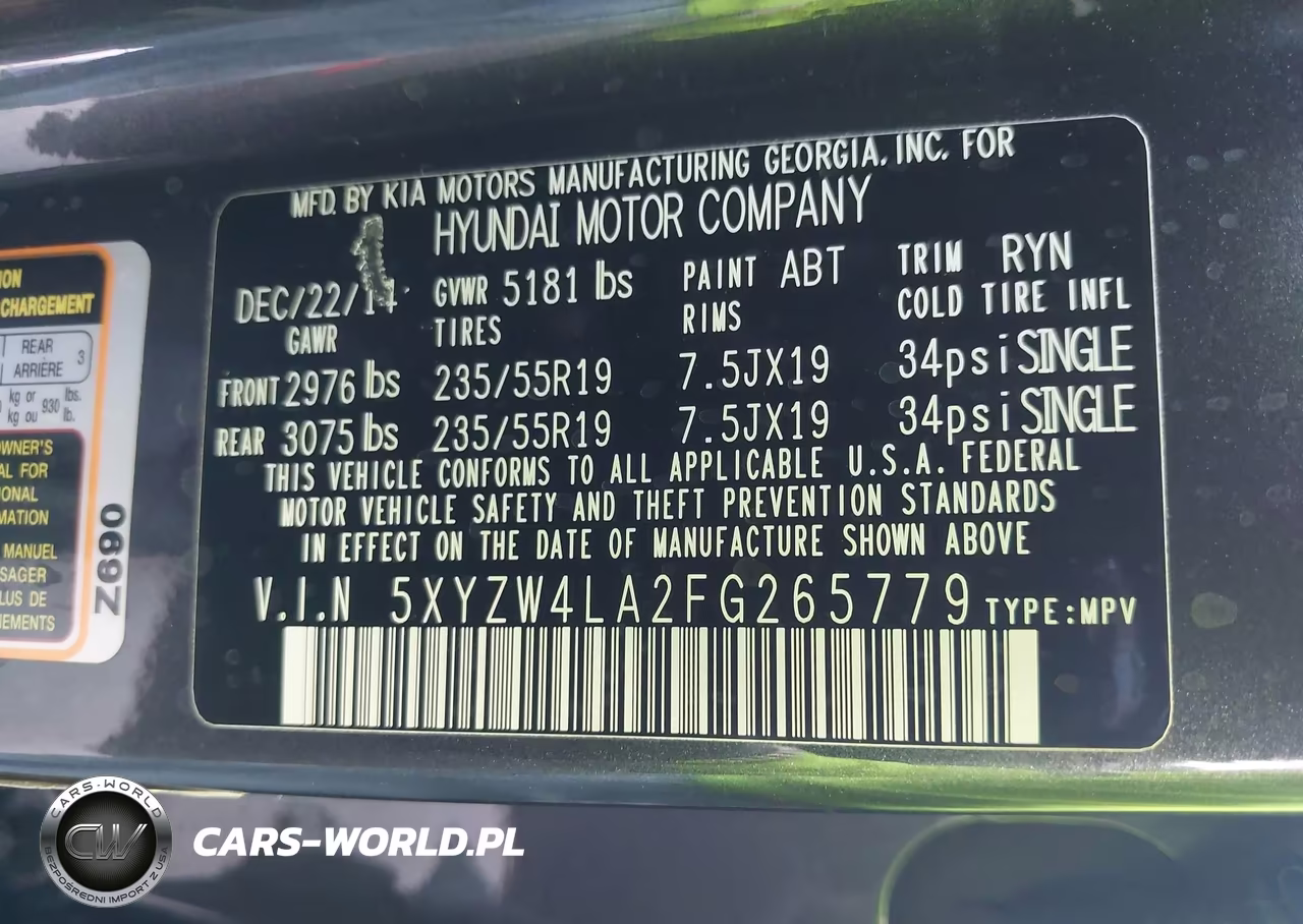 2015 Hyundai Santa Fe Sport 2.0L Turbo VIN:5XYZW4LA2FG265779 - 9
