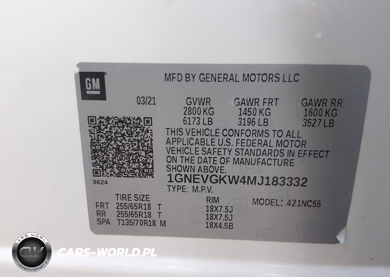 2021 Chevrolet Traverse Awd Lt Cloth VIN:1GNEVGKW4MJ183332 - 9