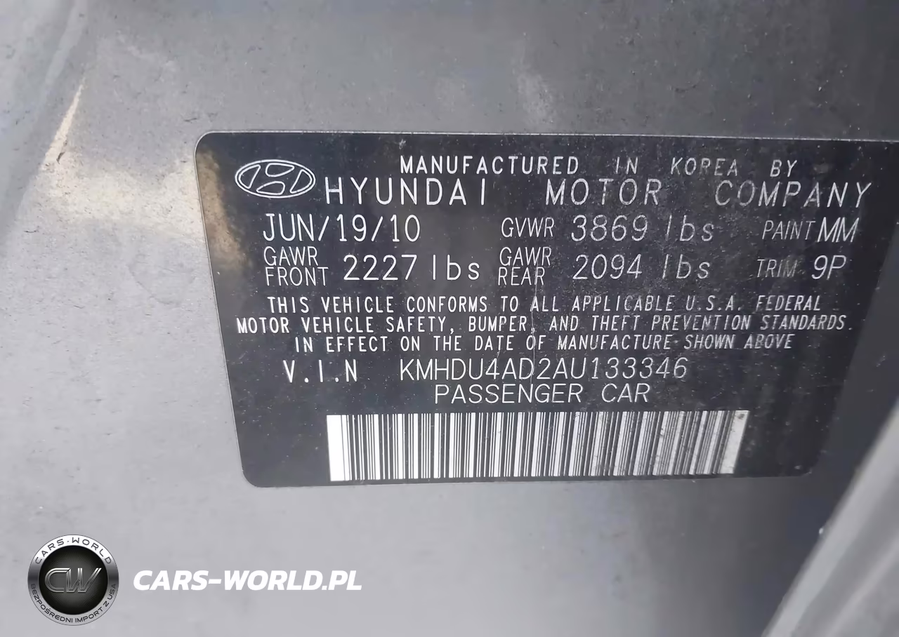 2010 Hyundai Elantra Se VIN:KMHDU4AD2AU133346 - 9