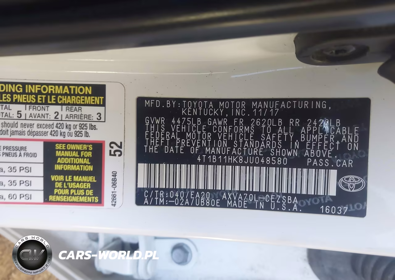 2018 Toyota Camry Se VIN:4T1B11HK8JU048580 - 9